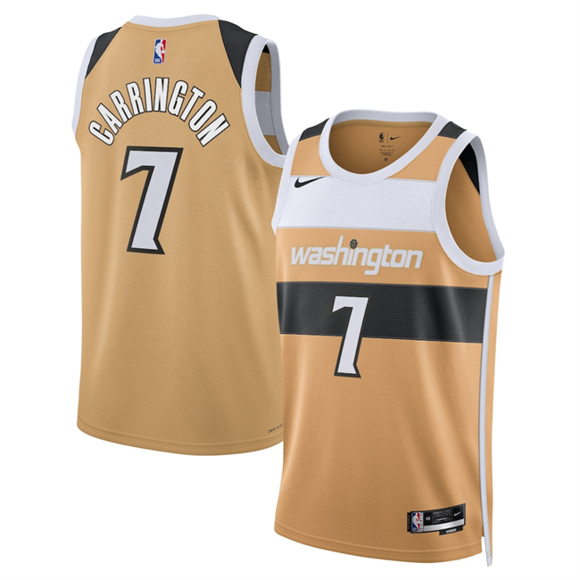 Men's Washington Wizards #7 Bub Carrington Gold 2026 City Edition Stitched Basketball Jersey