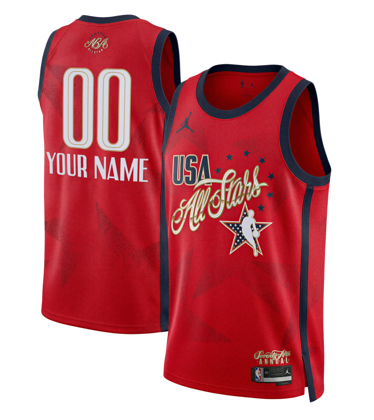 Men's 2026 All-Star Active Player Custom Red Stitched Basketball Jersey