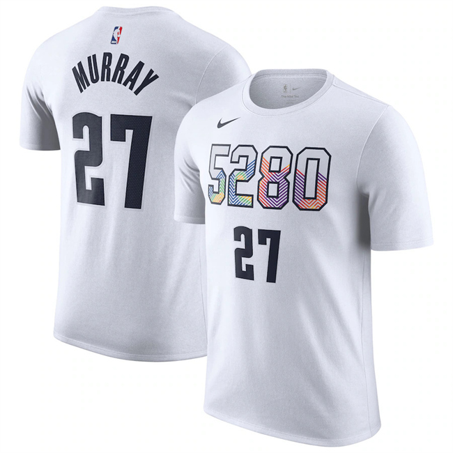 Men's Denver Nuggets #27 Jamal Murray White 2025 City Edition Name & Number T-Shirt