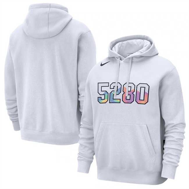 Men's Denver Nuggets White 2025 City Edition Essential Club Pullover Hoodie