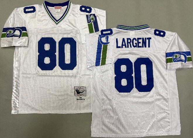 Men's Seattle Seahawks #80 Steve Largent White Throwback Jersey