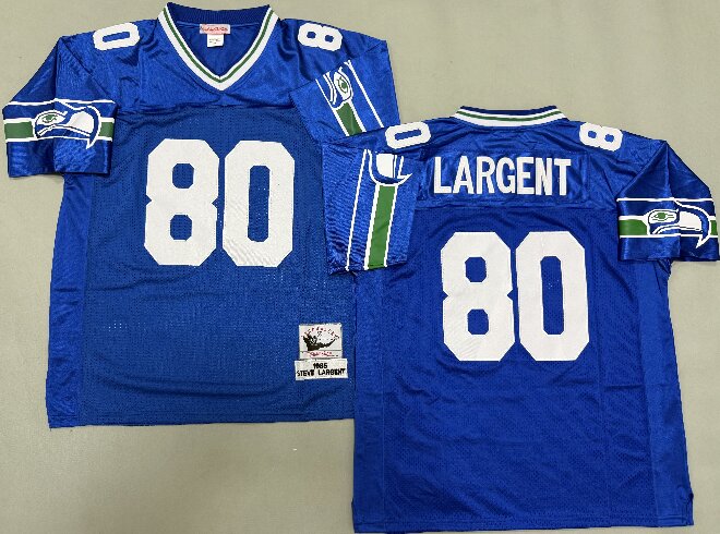 Men's Seattle Seahawks #80 Steve Largent 1985 Royal Legacy Throwback Jersey