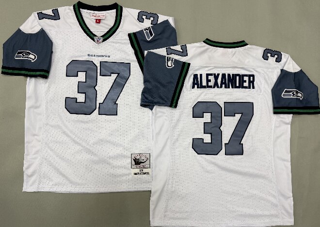 Men's Seattle Seahawks #37 Shaun Alexander 2005 White Legacy Jersey