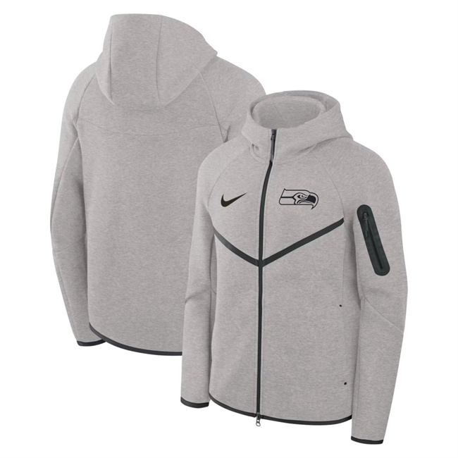 Men's Seattle Seahawks Gray Tech Fleece Full-Zip Windrunner Hoodie