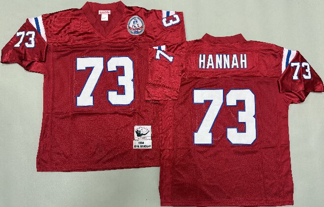 Men's New England Patriots #73 John Hannah 1984 Throwback Red Jersey
