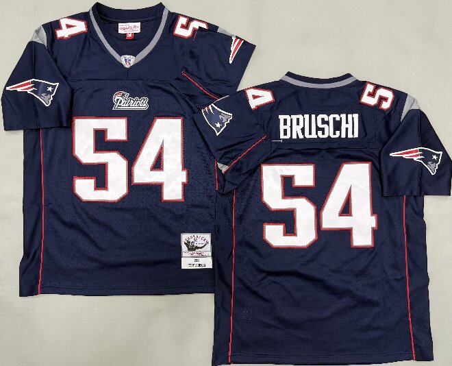 Men's New England Patriots #54 Tedy Bruschi 1996 Navy Throwback Jersey