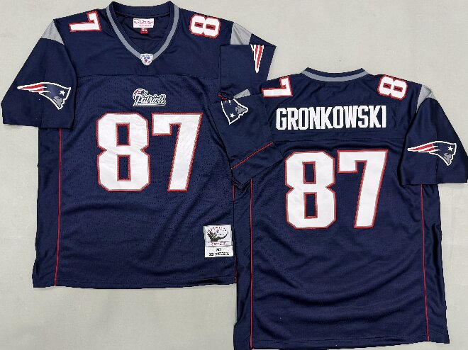 Men's New England Patriots #87 Rob Gronkowski 2007 Navy Throwback Jersey