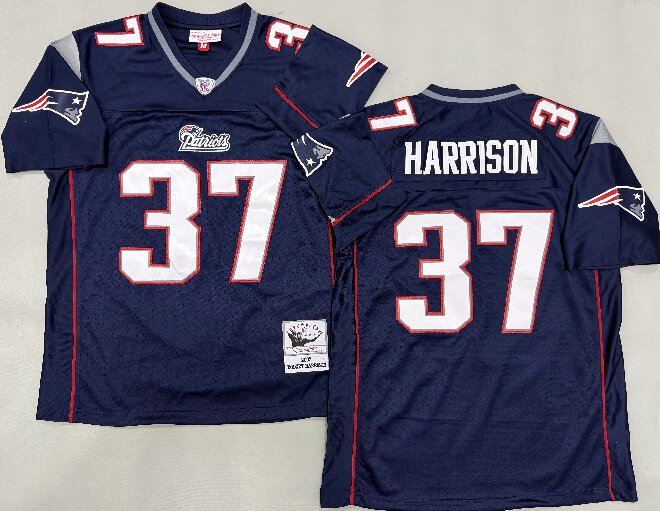 Men's New England Patriots #37 Rodney Harrison 2003 Navy Throwback Jersey