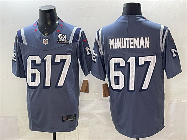 Men's New England Patriots #617 Minuteman 2026 F.U.S.E. With 6x Super Bowl Champions Patch “Rivalries” Vapor Limited Stitched Football Jersey