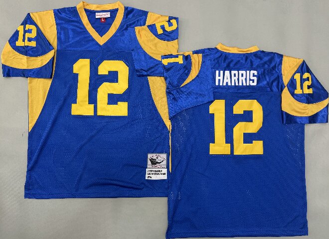 Men's  Los Angeles Rams #12 James Harris 1974 Royal Throwback Jersey