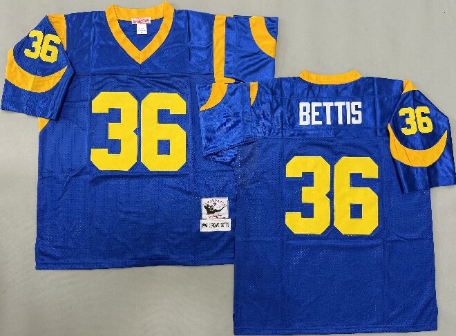 Men's  Los Angeles Rams #36 Jerome Bettis  royal blue Mitchell & Ness Throwback Jersey