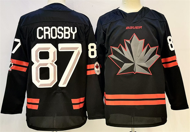 Men's Canada Hockey #87 Sidney Crosby Black Stitched Jersey