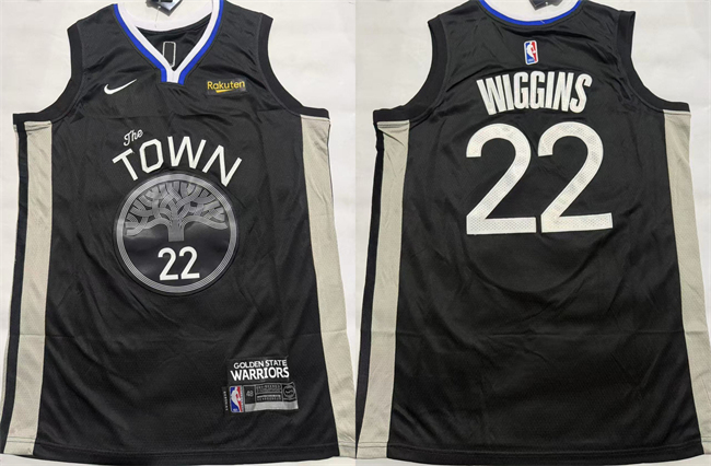 Men's Golden State Warriors #22 Andrew Wiggins Black Stitched Basketball Jersey