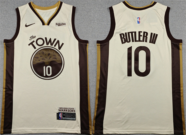 Men's Golden State Warriors #10 Jimmy Butler III Tan 2025 City Edition Stitched Basketball Jersey