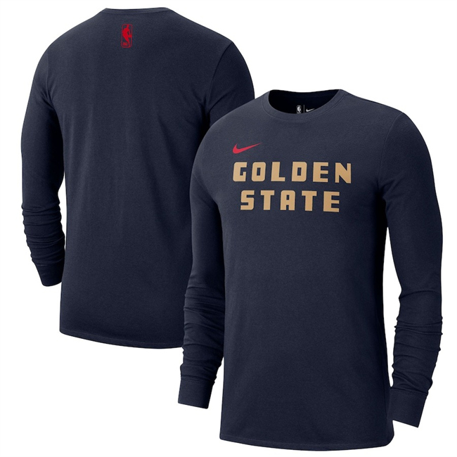 Men's Golden State Warriors Navy 2025 City Edition Essential Logo Long Sleeve T-Shirt