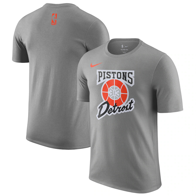 Men's Detroit Pistons Grey 2025 City Edition Essential Logo T-Shirt