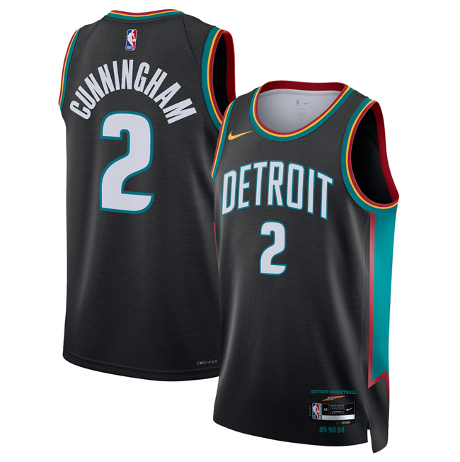 Men's Detroit Pistons #2 Cade Cunningham Cade Cunningham Black 2026 City Edition Stitched Basketball Jersey