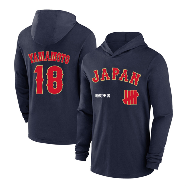 Men's Japan Baseball #18 Yoshinobu Yamamoto Navy 2026 World Baseball Classic Club Hoodie