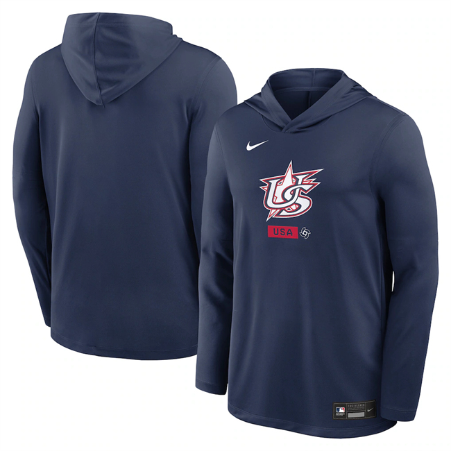 Men's USA Baseball Baseball Navy 2026 World Baseball Classic Collection Therma-FIT Hoodie