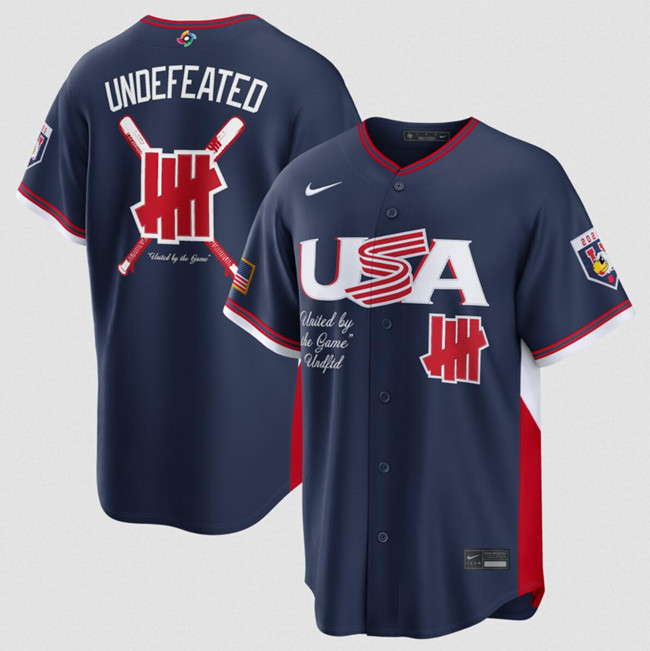 Men's USA Baseball X Undefeated Navy 2026 World Baseball Classic Stadium Stitched Jersey