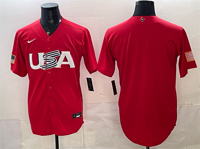 Men's USA Baseball Blank Red 2026 World Baseball Classic Stitched Jersey