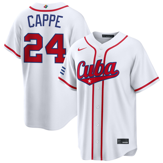 Men's Cuba Baseball #24 Yiddi Cappe White 2026 World Baseball Classic Home Stadium Stitched Jersey