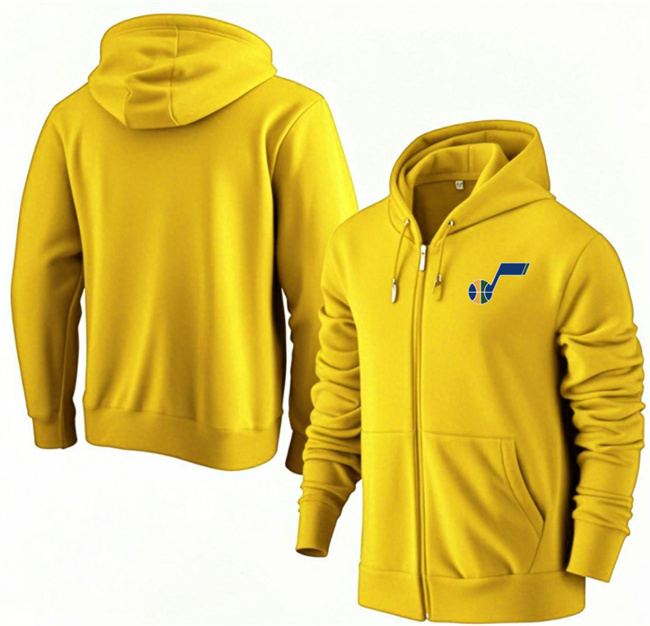 Men's Utah Jazz Yellow Primary Logo Full-Zip Hoodie