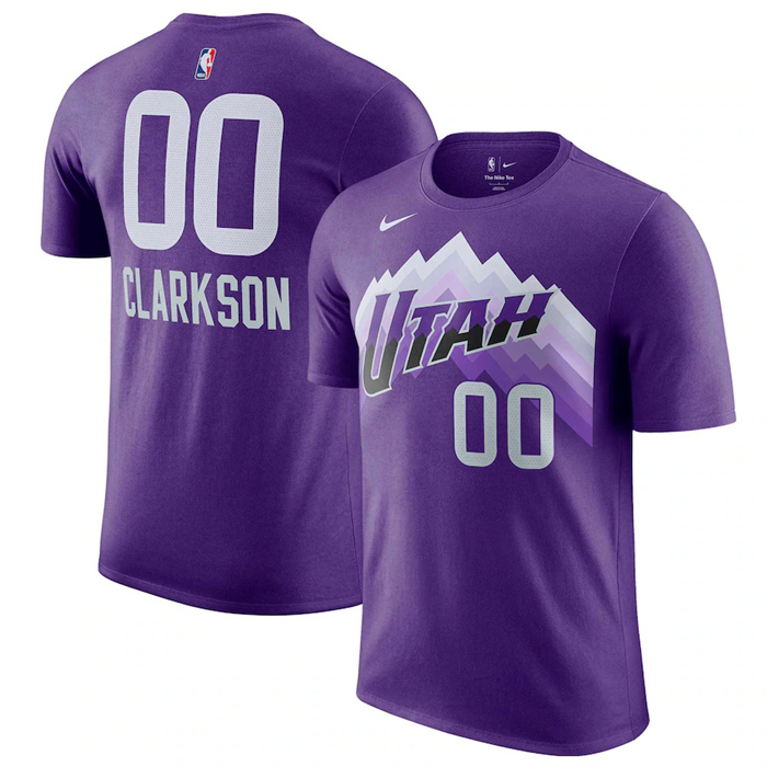 Men's Utah Jazz #00 Jordan Clarkson Purple 2024 City Edition Name & Number T-Shirt