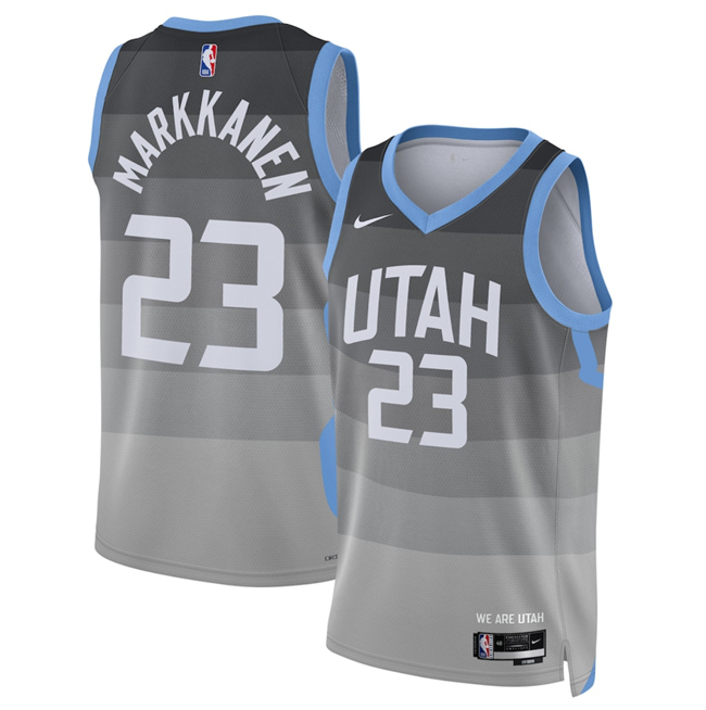 Men's Utah Jazz #23 Lauri Markkanen Grey 2026 City Edition Stitched Basketball Jersey