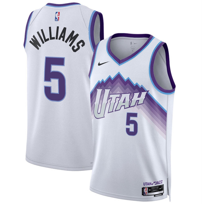 Men's Utah Jazz #5 Cody Williams White 2025 Association Edition Stitched Basketball Jersey