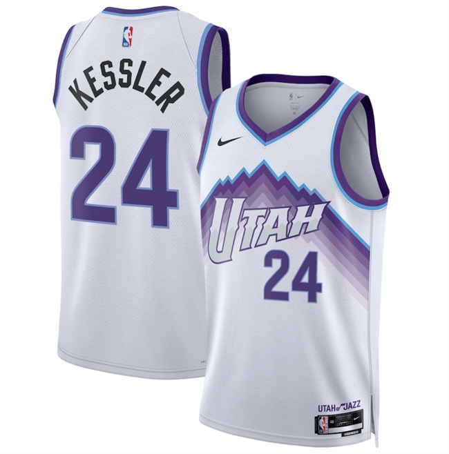 Men's Utah Jazz #24 Walker Kessler White 2025 Association Edition Stitched Basketball Jersey