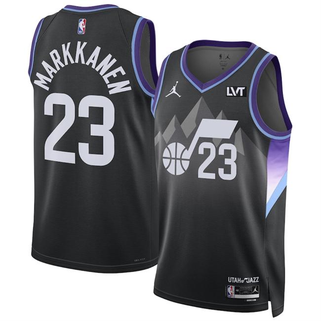 Men's Utah Jazz #23 Lauri Markkanen Black 2025 Statement Edition Stitched Basketball Jersey