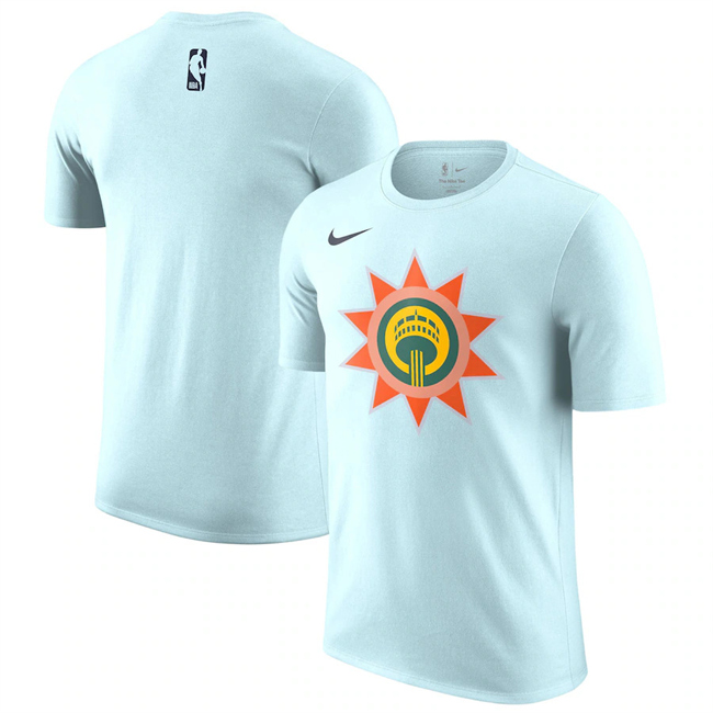 Men's San Antonio Spurs Light Blue 2025City Edition Essential Logo T-Shirt