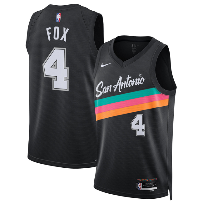 Men's San Antonio Spurs #4 De'Aaron Fox Black 2026 City Edition Stitched Basketball Jersey