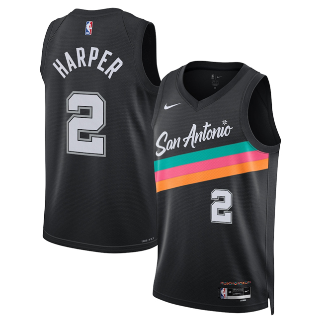 Men's San Antonio Spurs #2 Dylan Harper Black 2026 City Edition Stitched Basketball Jersey