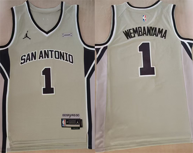 Men's San Antonio Spurs #1 Victor Wembanyama Silver 2026 Statement Edition Stitched Basketball Jersey