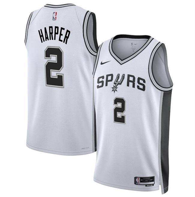 Men's San Antonio Spurs #2 Dylan Harper White 2025 Draft Association Edition Stitched Basketball Jersey