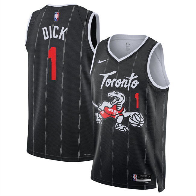 Men's Toronto Raptors #1 Gradey Dick Black 2026 City Edition Stitched Basketball Jersey