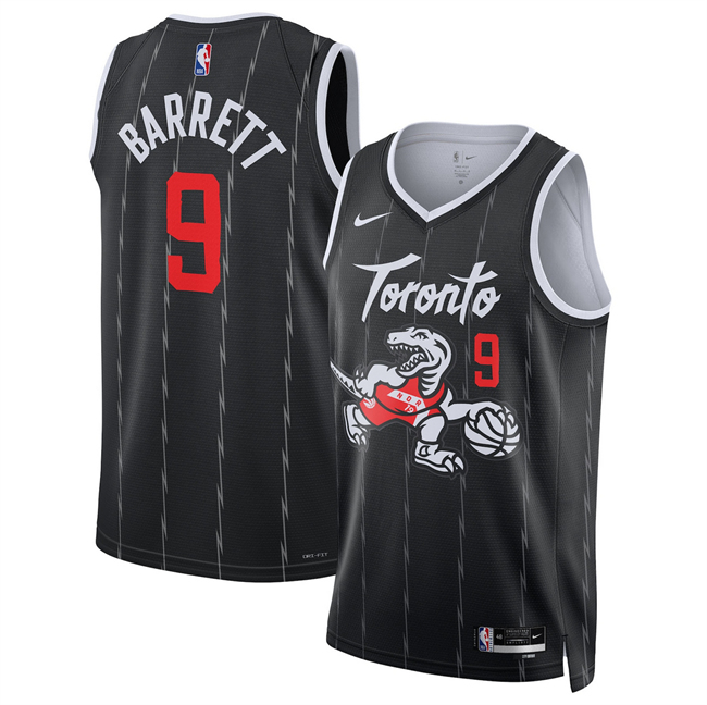 Men's Toronto Raptors #9 RJ Barrett Black 2026 City Edition Stitched Basketball Jersey