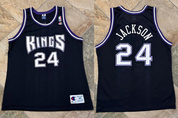 Men's Sacramento Kings #24 Bobby Jackson Black Champion Stitched Jersey
