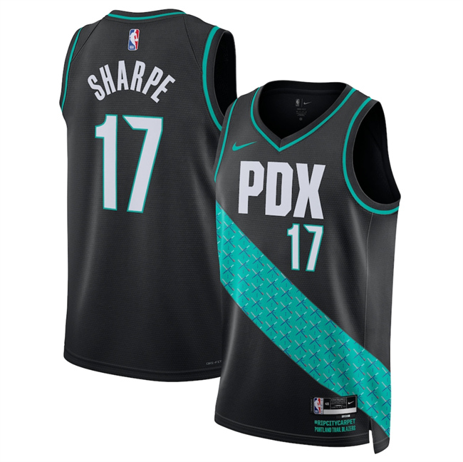 Men's Portland Trail Blazers #17 Shaedon Sharpe Black 2026 City Edition Edition Stitched Basketball Jersey