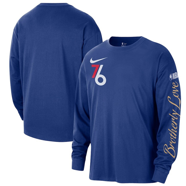 Men's Philadelphia 76ers Royal 2023 City Edition Essential Logo Long Sleeve T-Shirt