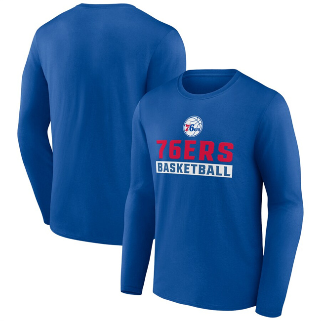 Men's Philadelphia 76ers Royal Let's Go Long Sleeve T-Shirt