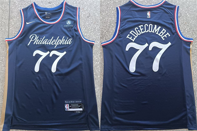 Men's Philadelphia 76ers #77 V. J. Edgecombe Navy 2026 City Edition Stitched Jersey