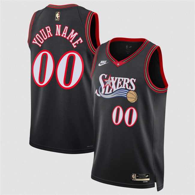 Men's Philadelphia 76ers Active Player Custom Black 2025 Classic Edition Stitched Jersey