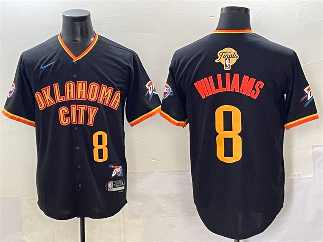 Men's Oklahoma City Thunder #8 Jalen Williams Black 2025 Finals Vapor Stitched Baseball Jersey