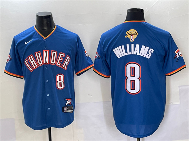 Men's Oklahoma City Thunder #8 Jalen Williams Blue 2025 Finals Vapor Stitched Baseball Jersey