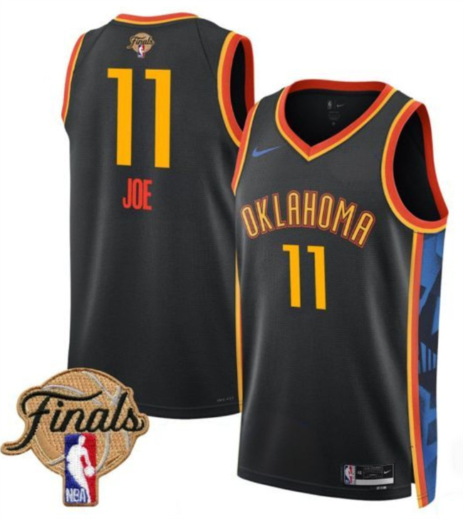 Men's Oklahoma City Thunder #11 Isaiah Joe Black 2025 Finals City Edition Stitched Basketball Jersey