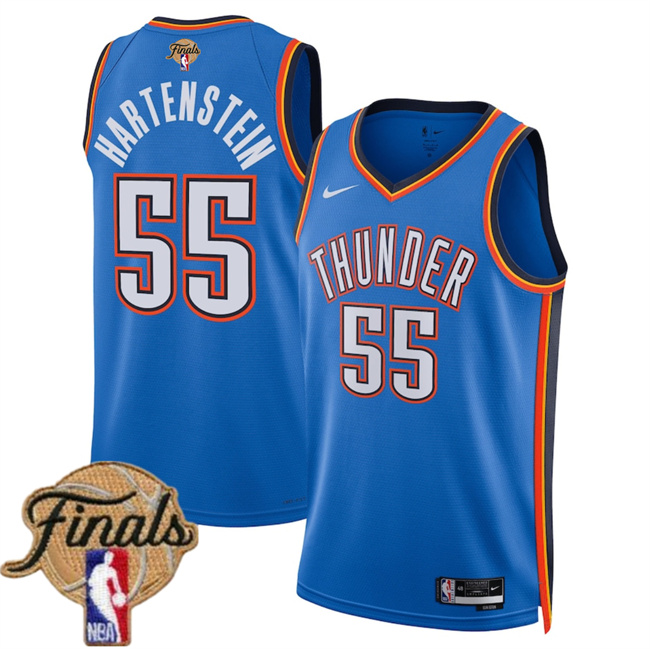 Men's Oklahoma City Thunder #55 Isaiah Hartenstein Blue 2025 Finals Icon Edition Stitched Basketball Jersey