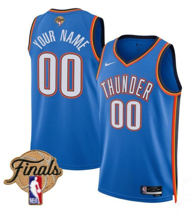 Men's Oklahoma City Thunder Active Player Custom Blue 2025 Finals Icon Edition Stitched Basketball Jersey